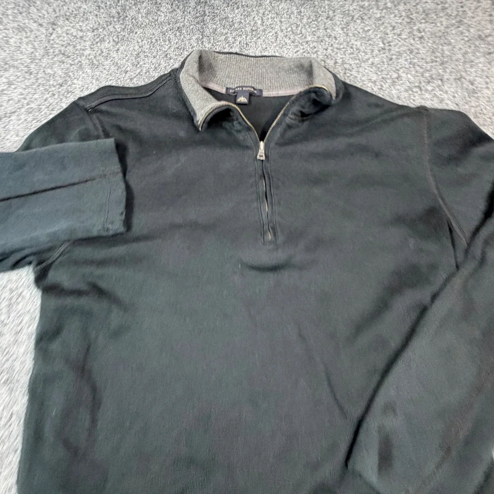VTG‎ Banana Republic Mens Large Quarter Zip Pullover Sweater Black Grey Collar
